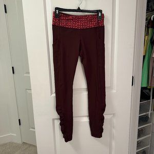 Lululemon Maroon Leggings with Ruched Bottom Size 4